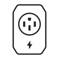 Smart electrical outlet icon with a lightning bolt, symbolizing energy efficiency and connectivity.